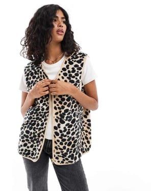 ASOS DESIGN polar fleece väst i leopardmönster