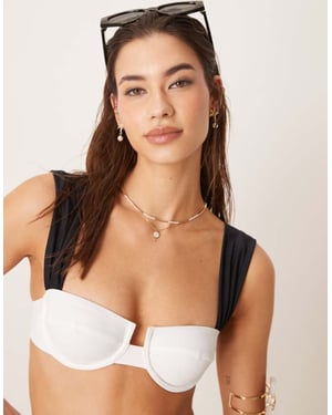 Free Society contrast underwire bikini top in cream and black