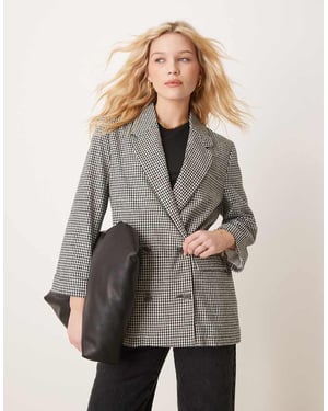 Abercrombie & Fitch slouchy dubbelknäppt blazer i svart rutigt