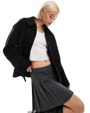 Monki wool blend coat in black