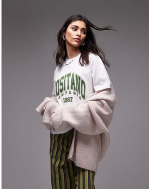 Topshop grafisk Positano premium bas-t-shirt i vit