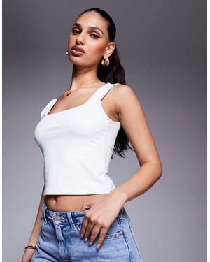 ASOS DESIGN polyamid slinky topp med fyrkantig halsringning i elfenben