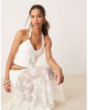 Abercrombie & Fitch djup urringad halterneck-top i vitt