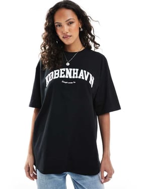 JJXX oversized t-shirt med Köpenhamn tryck i svart