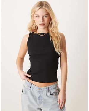 ASOS DESIGN fyrkantig halsringning tjock kant väst i svart