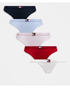Tommy Hilfiger 5-pack flaggstringtrosor i vit/röd/rosa/blå/marinblå
