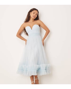 Lace & Beads Petite korsett tulle volang nederdel midaxi klänning i himmelsblå