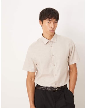 ASOS DESIGN formell linneblandning regular skjorta i sten