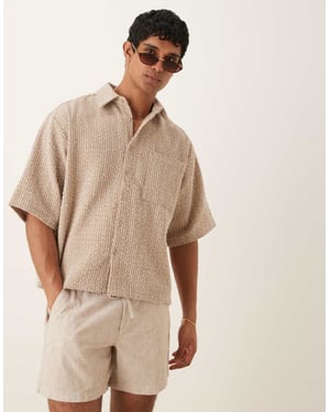 ASOS DESIGN strukturerad kortärmad skjorta i hessian