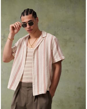 ASOS DESIGN boxy djup krage skjorta i neutral rand