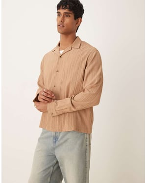 ASOS DESIGN boxig texturerad regularskjorta i beige