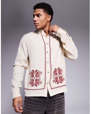 ASOS DESIGN boxig texturerad skjorta med kanttryck