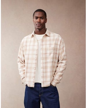 ASOS DESIGN boxig 90-tals oversized texturerad skjorta i neutral rutmönster
