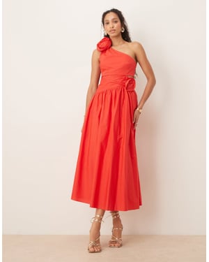 Forever New cut-out rosette cotton dress in red