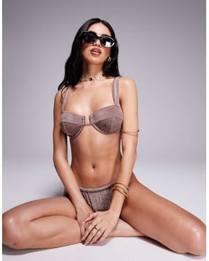 South Beach bustier bikini top in brown