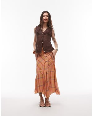 Topshop klippt tvättad kjol i orange rutigt