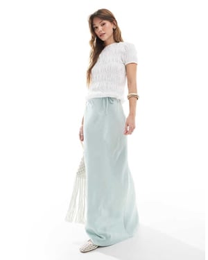 ASOS DESIGN linneblandning sned maxi kjol i pistage