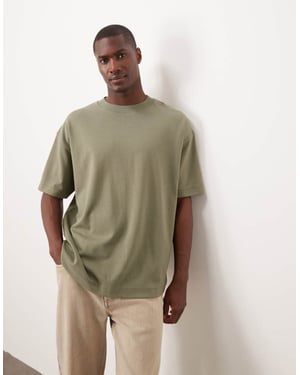 ASOS DESIGN tung oversized t-shirt i khaki mjuk känsla