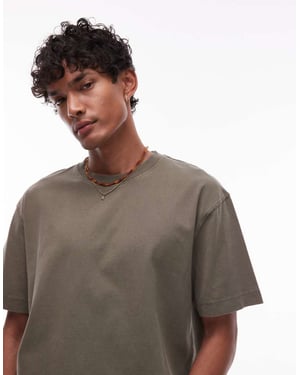 Topman avslappnad passform t-shirt i tvättad khaki