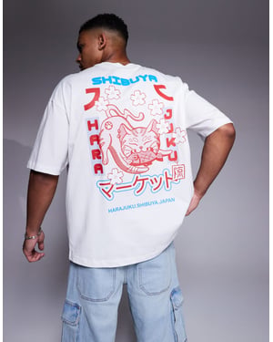 ASOS DESIGN oversized t-shirt med souvenirgrafik i vitt