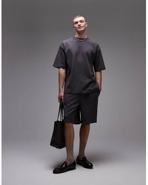 Topman oversized shorts i linneblandning i kolgrå