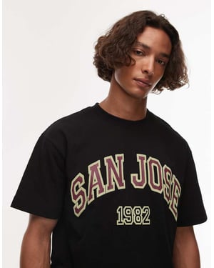 Topman avslappnad passform t-shirt med San Jose tryck i svart