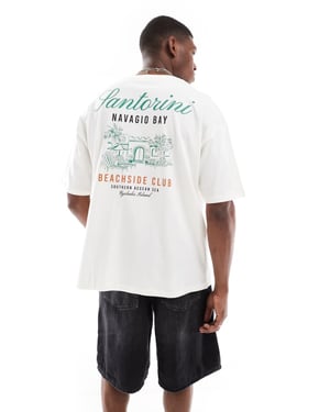 ASOS DESIGN oversized t-shirt med sommartryck i off-white