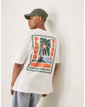 ASOS DESIGN oversized t-shirt med palmträdsgrafik i vitt