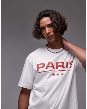 Topman avslappnad passform t-shirt med Paris-tryck i vitt