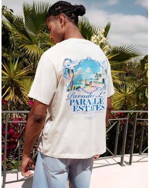 Jack & Jones oversize t-shirt med scenisk ryggtryck i crème