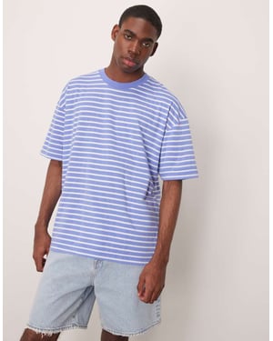 ASOS DESIGN oversized t-shirt i blå och vit randig