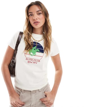 ASOS DESIGN baby t-shirt med elitklubb hästgrafik i krämfärg