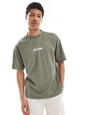 Hollister bubble logo svalkande boxig t-shirt i olivgrön