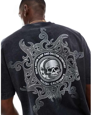 Hollister boxig oversized kort tillbaka grafisk t-shirt i svart