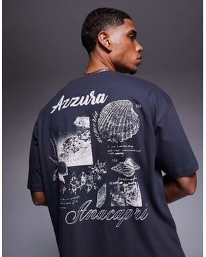 ASOS DESIGN överdimensionerad t-shirt med sceniska tryck i kolgrå