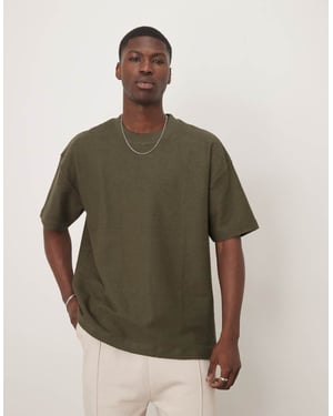 ASOS DESIGN Premium oversized texturerad t-shirt i grön
