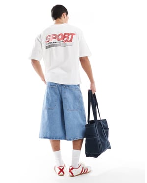 ASOS DESIGN boxy oversized t-shirt med sportgrafik i vitt