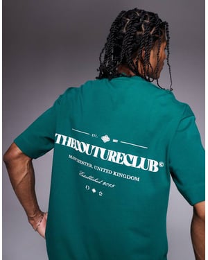 The Couture Club oversized t-shirt i grönt med tryck på bröstet och ryggen