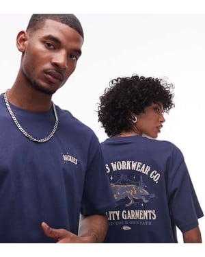 Dickies wolf country grafisk ryggtryck t-shirt i marinblå - exklusiv för ASOS