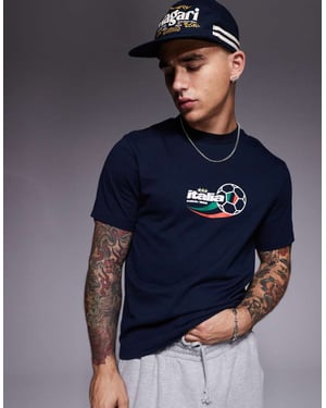 ASOS DESIGN boxy oversized t-shirt med Italia sportgrafik i marinblått