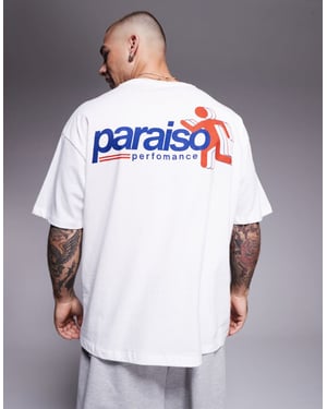 ASOS DESIGN oversize t-shirt med sportgrafik i vitt
