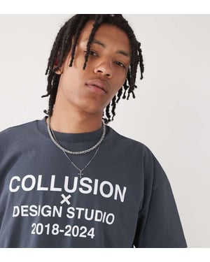 COLLUSION-logotyp T-shirt i grå