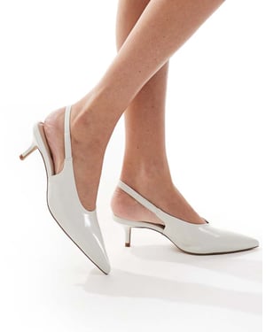 ALDO Oceweth slingback kittenhælade skor i vitt läder