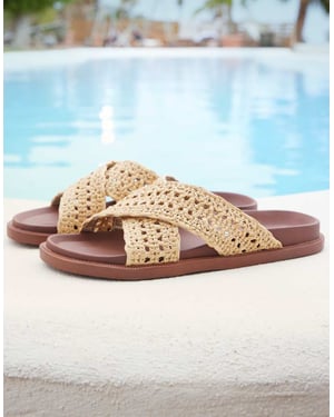 ASOS DESIGN korsade sandaler i naturlig väv