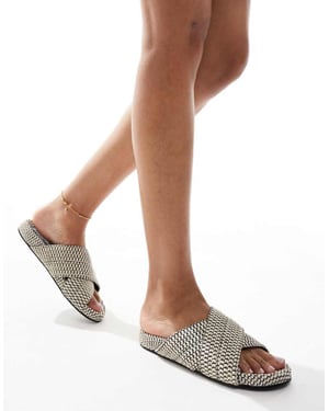 4th & Reckless woven crossover strap flat sandals in mono