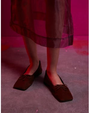 ASOS DESIGN Lotus premium leather ballets in burgundy suede