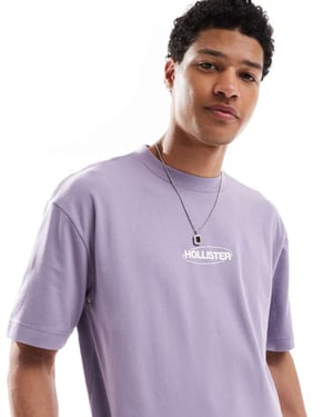 Hollister liten boxy oversized bubbellogotyp svalkande t-shirt i lila