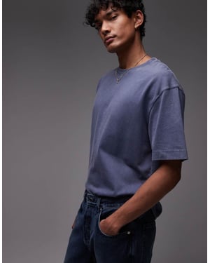 Topman avslappnad passform t-shirt i tvättad blå