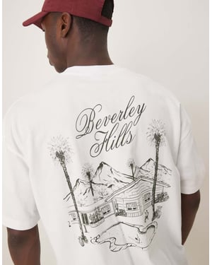 ASOS DESIGN oversize t-shirt med Beverly Hills grafik i vitt