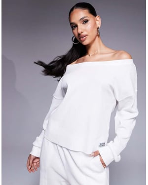 Weekend Collective off shoulder våfflad topp co-ord i krämfärg